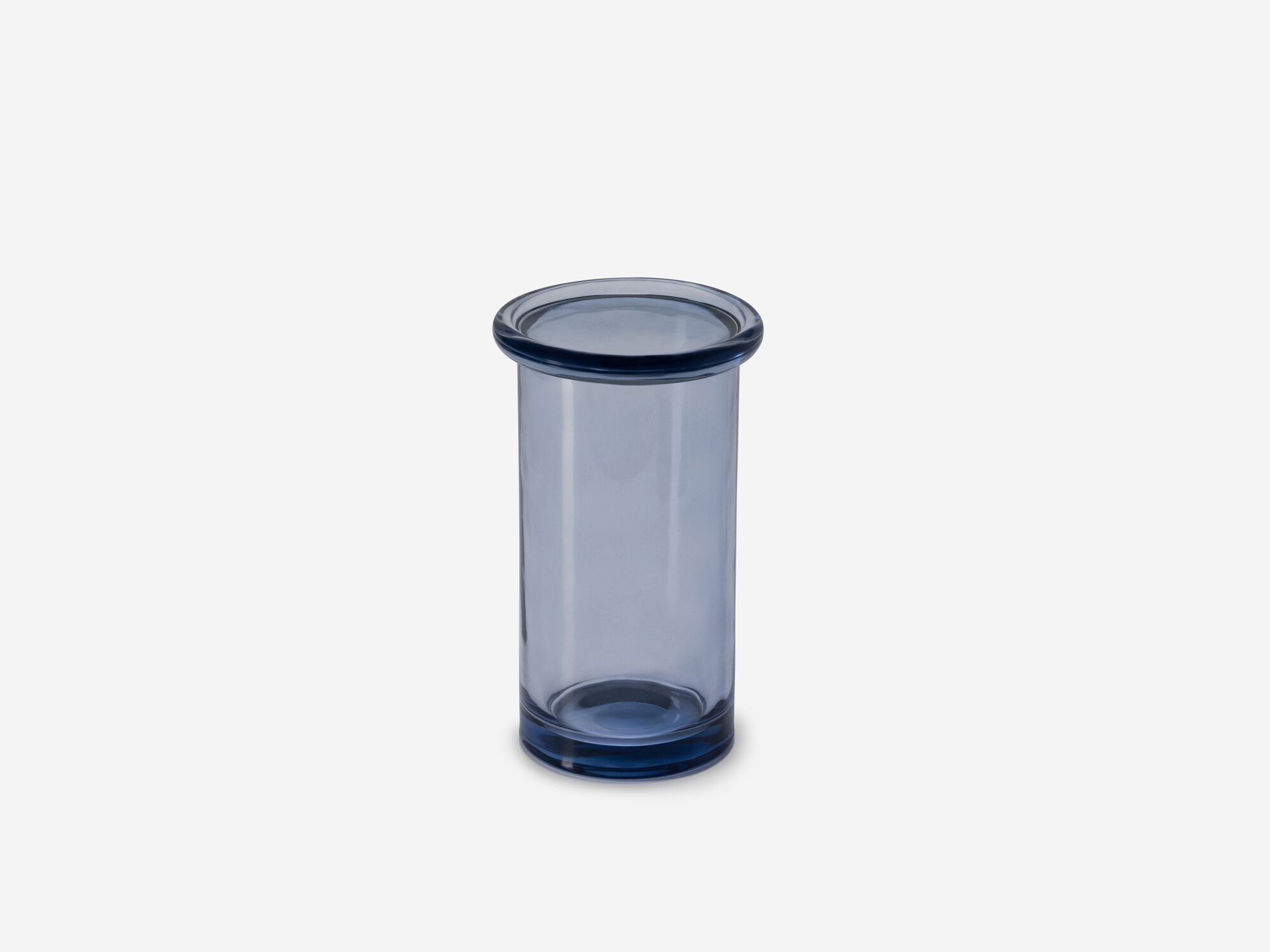 Large glass organization container with lid on top front view